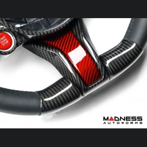 Alfa Romeo Giulia Steering Wheel Trim - Carbon Fiber - Lower Decal Trim - QV Model - 2020+ models - Red Candy